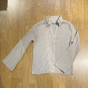 NICOLA Textured Beige Button-Up Shirt